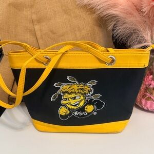 Wichita State University WSU Shockers canvas shoulder purse  13x9x3” GUC Sandol
